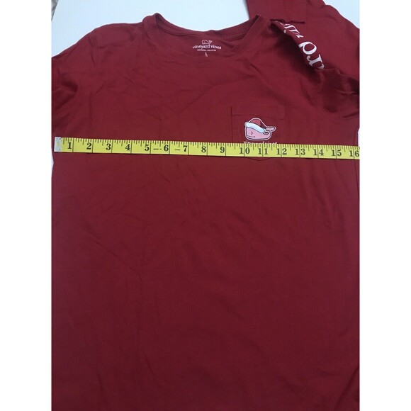 Vineyard Vines Kids Santa Whale Long Sleeve Shirt -Size L Red Color - Picture 9 of 12